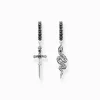 THOMAS SABO Ear Studs & Hoops|925 Silver-Hoop earrings blackened snake and sword