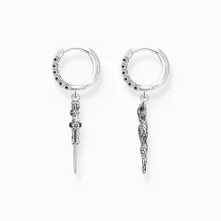 THOMAS SABO Ear Studs & Hoops|925 Silver-Hoop earrings blackened snake and sword