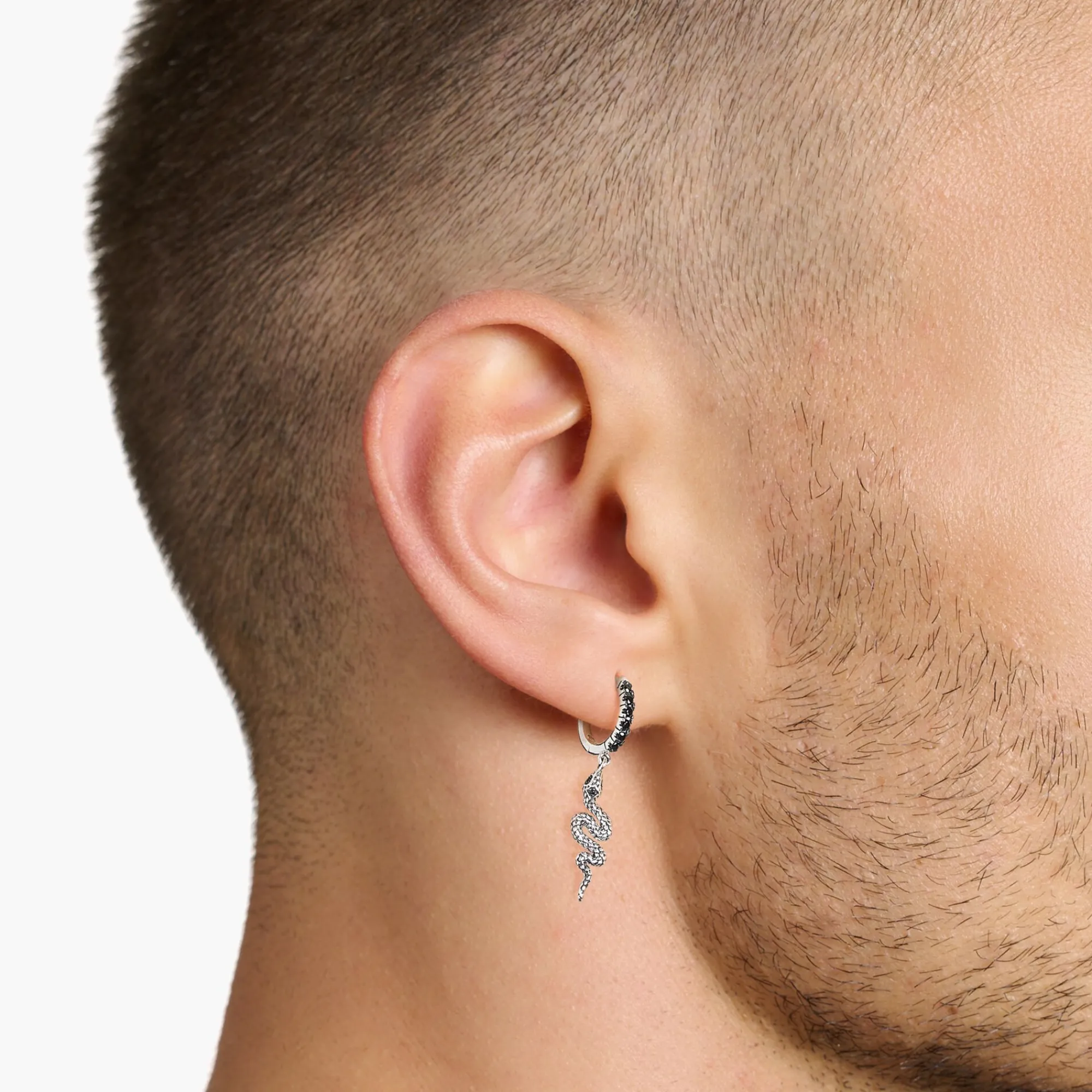 THOMAS SABO Ear Studs & Hoops|925 Silver-Hoop earrings blackened snake and sword
