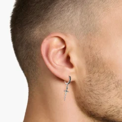 THOMAS SABO Ear Studs & Hoops|925 Silver-Hoop earrings blackened snake and sword