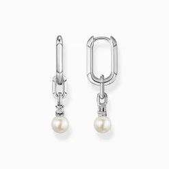 Women THOMAS SABO Earrings|Hoop Earrings-Hoop earrings links and pearls silver