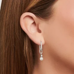 Women THOMAS SABO Earrings|Hoop Earrings-Hoop earrings links and pearls silver