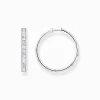 Women THOMAS SABO Hoop Earrings-Hoop earrings white stones pavé silver