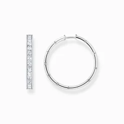 Women THOMAS SABO Hoop Earrings-Hoop earrings white stones pavé silver