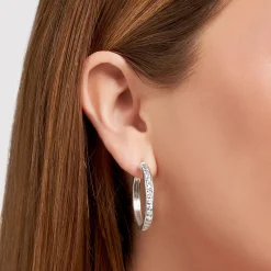 Women THOMAS SABO Hoop Earrings-Hoop earrings white stones pavé silver