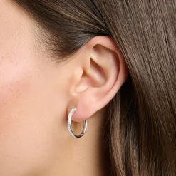 Women THOMAS SABO Hoop Earrings-Hoop earrings white stones pavé silver
