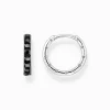 Women THOMAS SABO Hoop Earrings-Hoop earrings with black stones pavé silver