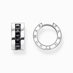 Women THOMAS SABO Hoop Earrings-Hoop earrings with black stones pavé silver