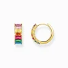 Women THOMAS SABO Hoop Earrings-Hoop earrings with colourful stones pavé gold plated
