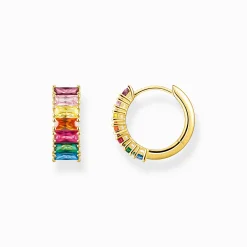 Women THOMAS SABO Hoop Earrings-Hoop earrings with colourful stones pavé gold plated