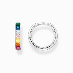 Women THOMAS SABO Hoop Earrings|925 Silver-Hoop earrings with colourful stones pavé silver