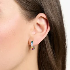 Women THOMAS SABO Hoop Earrings|925 Silver-Hoop earrings with colourful stones pavé silver