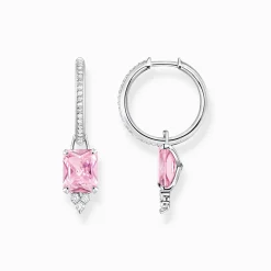 Women THOMAS SABO Hoop Earrings-Hoop earrings with pink and white stones silver