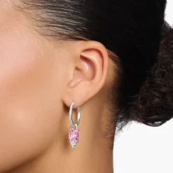 Women THOMAS SABO Hoop Earrings-Hoop earrings with pink and white stones silver