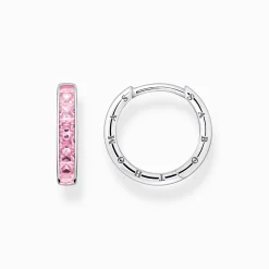 Women THOMAS SABO Hoop Earrings|925 Silver-Hoop earrings with pink stones pavé silver