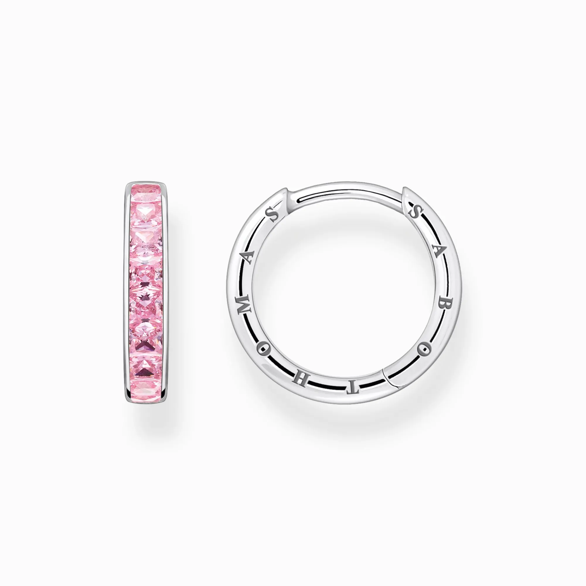 Women THOMAS SABO Hoop Earrings|925 Silver-Hoop earrings with pink stones pavé silver
