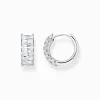 Women THOMAS SABO Hoop Earrings-Hoop earrings with white stones pavé silver