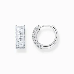 Women THOMAS SABO Hoop Earrings-Hoop earrings with white stones pavé silver
