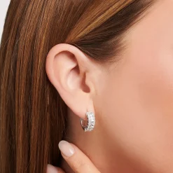 Women THOMAS SABO Hoop Earrings-Hoop earrings with white stones pavé silver