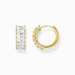 Women THOMAS SABO Hoop Earrings-Hoop earrings with white stones pavé gold plated