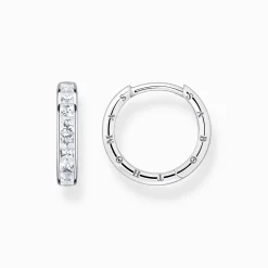 Women THOMAS SABO Hoop Earrings-Hoop earrings with white stones pavé silver