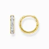 Women THOMAS SABO Hoop Earrings-Hoop earrings with white stones pavé gold plated