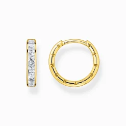 Women THOMAS SABO Hoop Earrings-Hoop earrings with white stones pavé gold plated