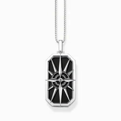 Women THOMAS SABO Necklaces|Necklaces & Chains-Jewellery set necklace compass black and silver blackened
