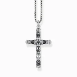 Women THOMAS SABO Necklaces|Necklaces & Chains-Jewellery set necklace maori cross silver blackened