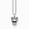 Women THOMAS SABO Necklaces|Necklaces & Chains-Jewellery set necklace skull with crown silver blackened