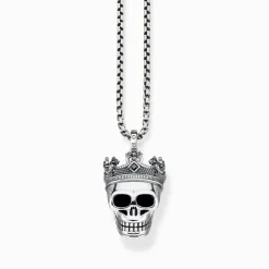 Women THOMAS SABO Necklaces|Necklaces & Chains-Jewellery set necklace skull with crown silver blackened
