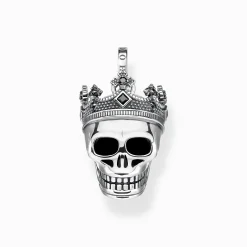 Women THOMAS SABO Necklaces|Necklaces & Chains-Jewellery set necklace skull with crown silver blackened