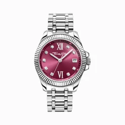Women THOMAS SABO Watches|Ladies' Watches-Ladies' watch Divine Burgundy with wine-red dial and white stones silver