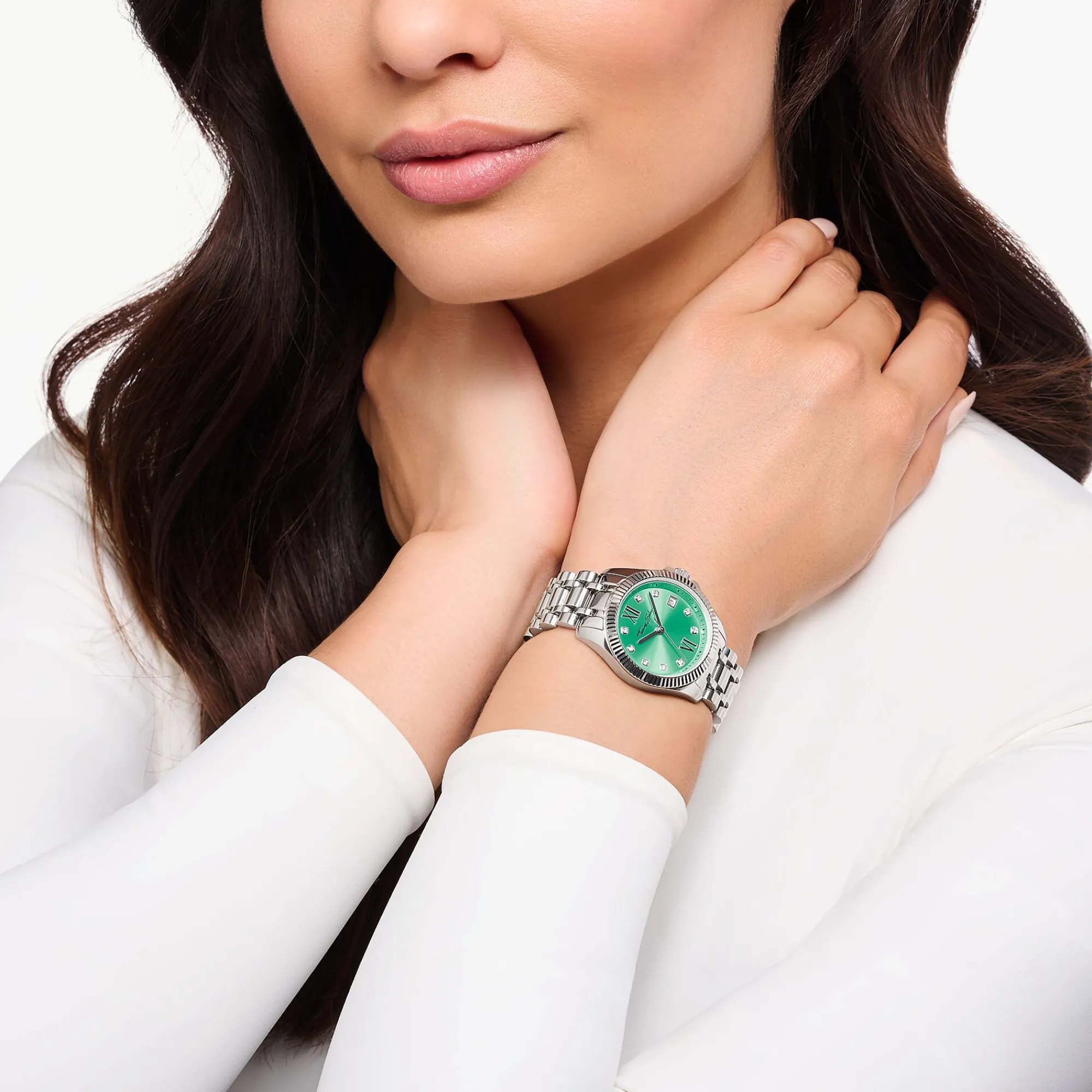 Women THOMAS SABO Watches|Ladies' Watches-Ladies watch Divine Green with dial in green silver-coloured