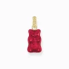 Women THOMAS SABO Pendants|18-Carat Gold-Plating - 925 Silver-Large gold-plated pendant with red goldbears and zirconia