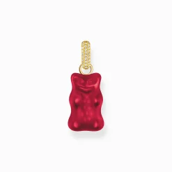Women THOMAS SABO Pendants|18-Carat Gold-Plating - 925 Silver-Large gold-plated pendant with red goldbears and zirconia