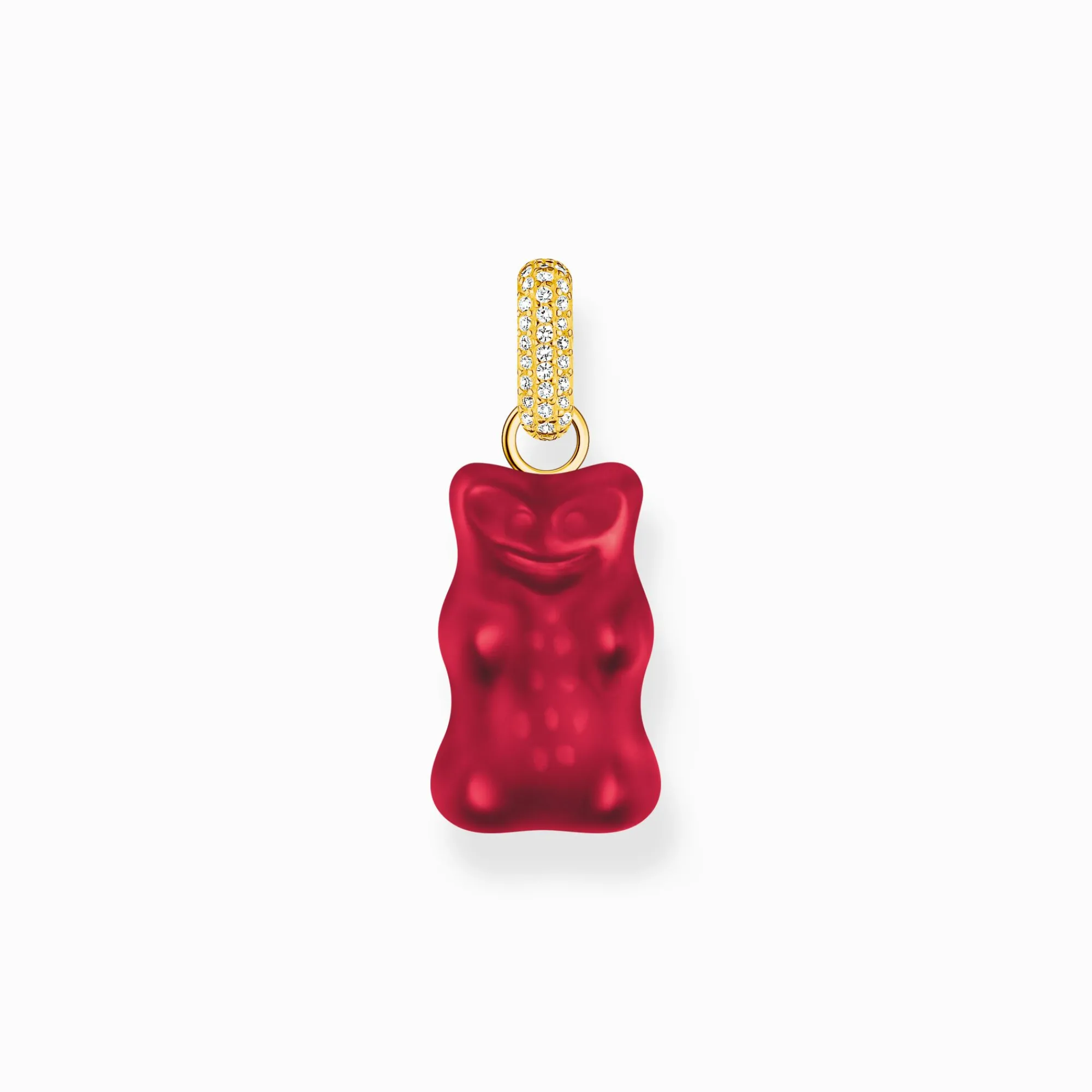 Women THOMAS SABO Pendants|18-Carat Gold-Plating - 925 Silver-Large gold-plated pendant with red goldbears and zirconia