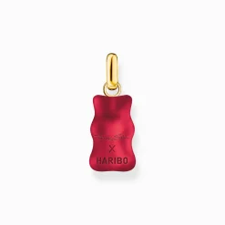 Women THOMAS SABO Pendants|18-Carat Gold-Plating - 925 Silver-Large gold-plated pendant with red goldbears and zirconia