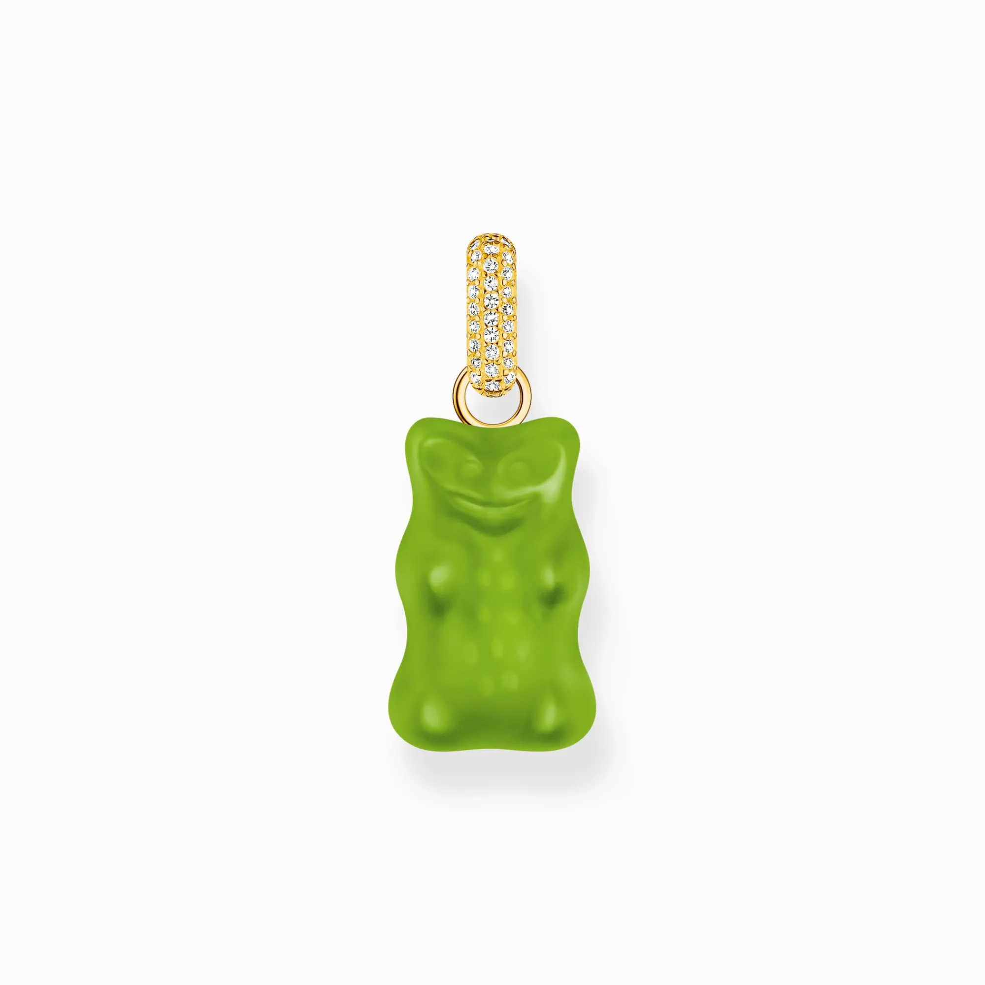 Women THOMAS SABO Pendants|18-Carat Gold-Plating - 925 Silver-Large gold-plated pendant with green goldbears and zirconia