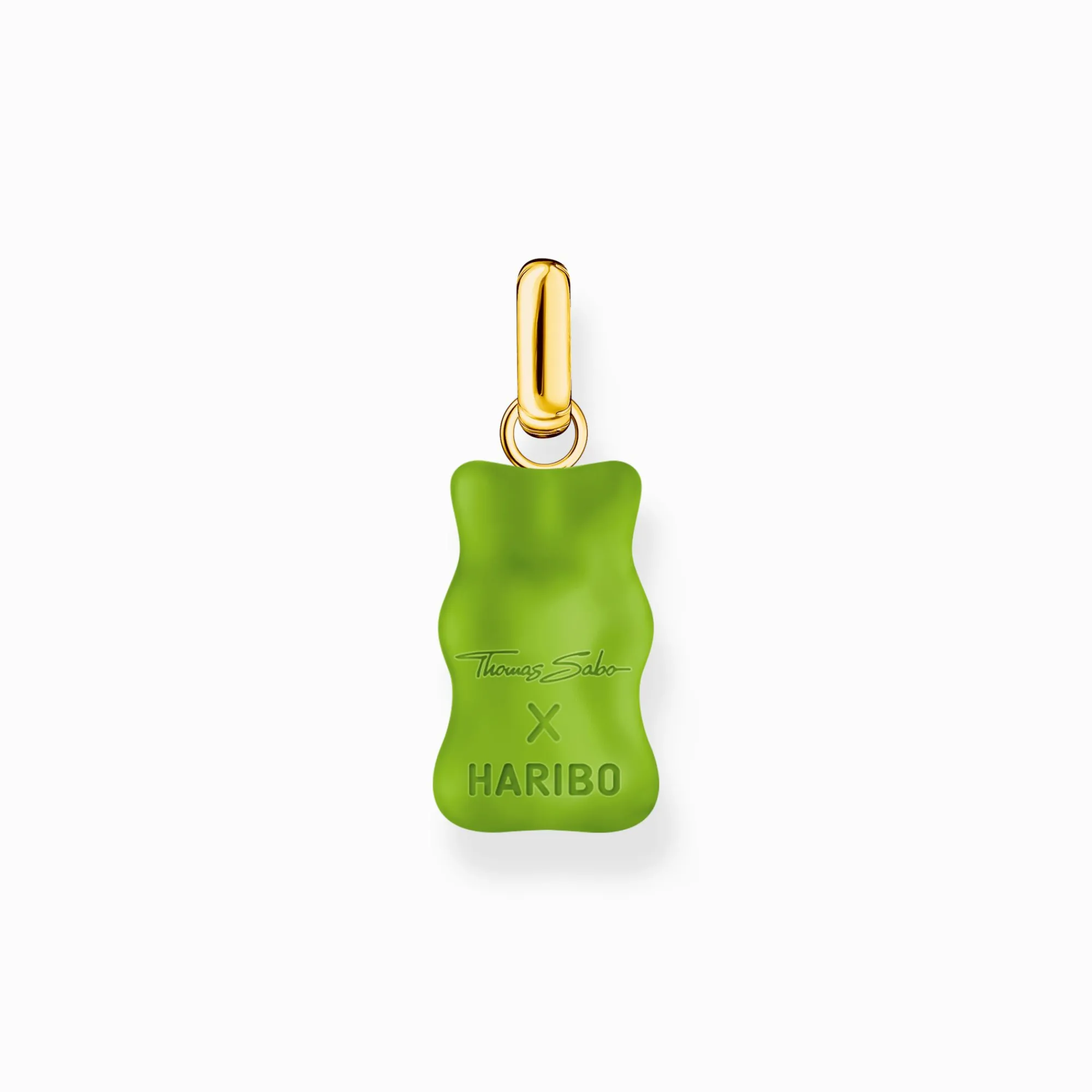 Women THOMAS SABO Pendants|18-Carat Gold-Plating - 925 Silver-Large gold-plated pendant with green goldbears and zirconia