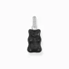 Women THOMAS SABO Pendants|Pendants-Large silver pendant with black Goldbear and zirconia