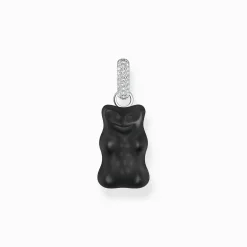 Women THOMAS SABO Pendants|Pendants-Large silver pendant with black Goldbear and zirconia