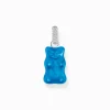 Women THOMAS SABO Pendants|Pendants-Large silver pendant with blue goldbears and zirconia