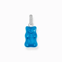 Women THOMAS SABO Pendants|Pendants-Large silver pendant with blue goldbears and zirconia