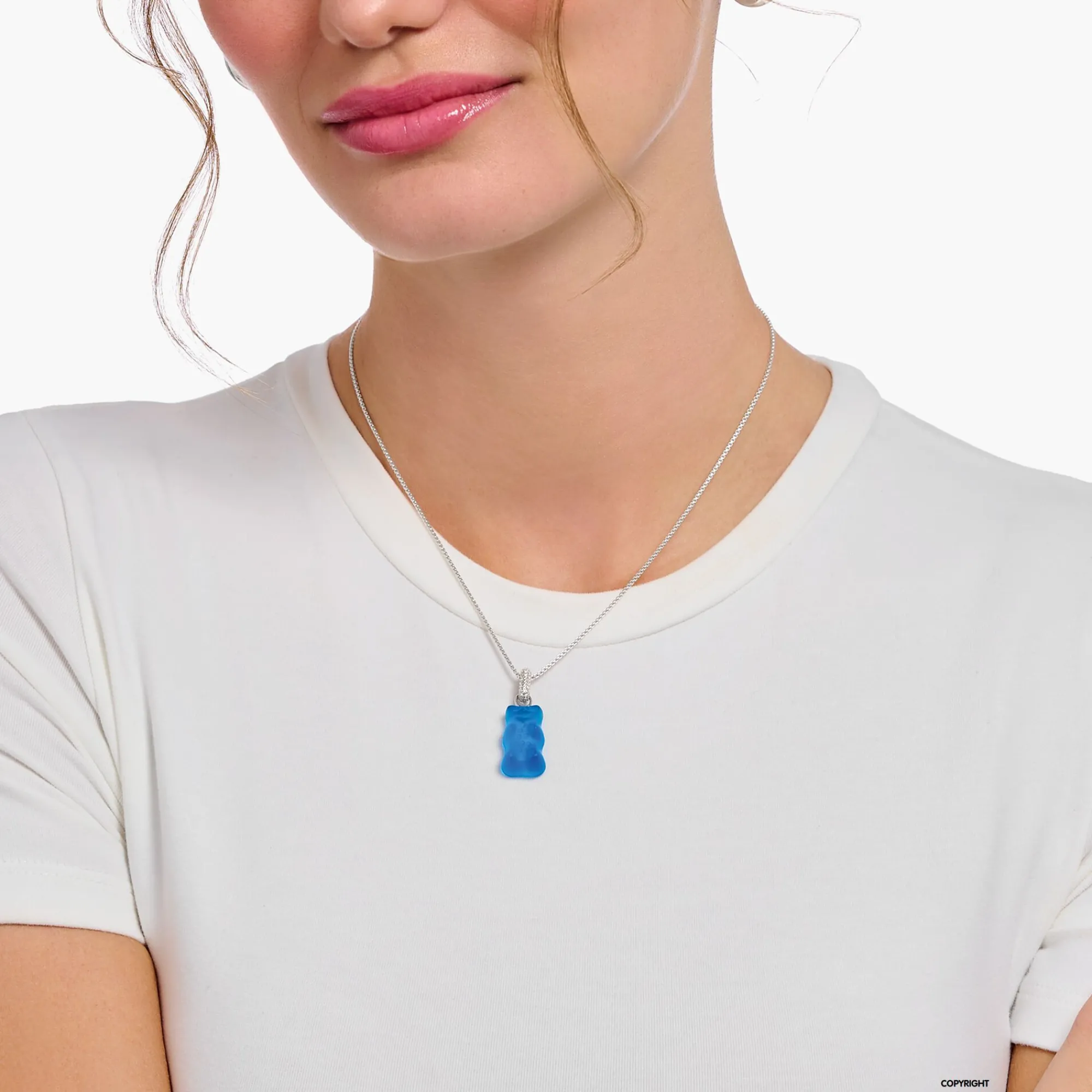Women THOMAS SABO Pendants|Pendants-Large silver pendant with blue goldbears and zirconia