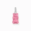 Women THOMAS SABO Pendants|Pendants-Large silver pendant with pink Goldbears and zirconia