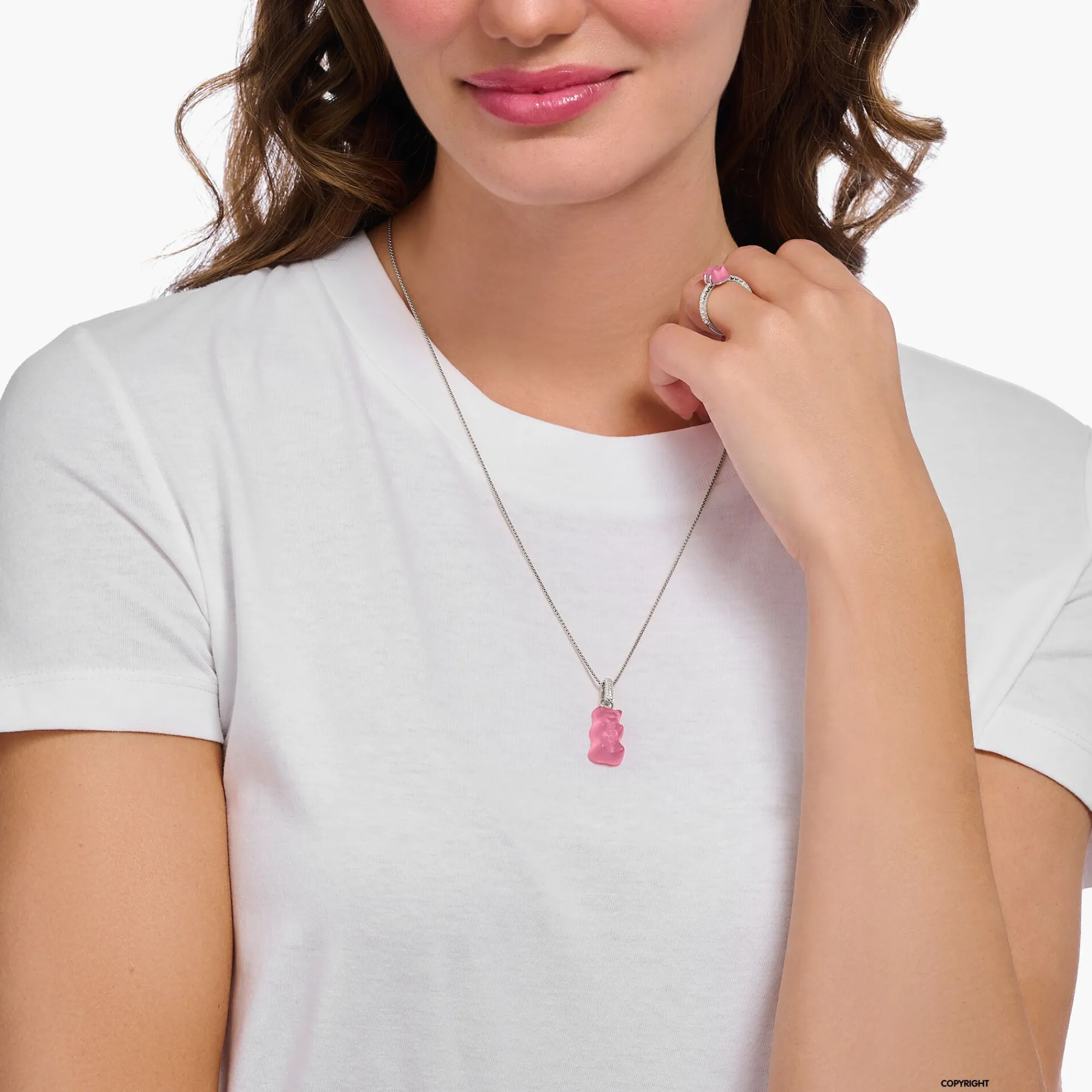 Women THOMAS SABO Pendants|Pendants-Large silver pendant with pink Goldbears and zirconia