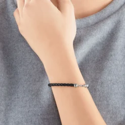 Women THOMAS SABO Bracelets|Bracelets-Leather bracelet black