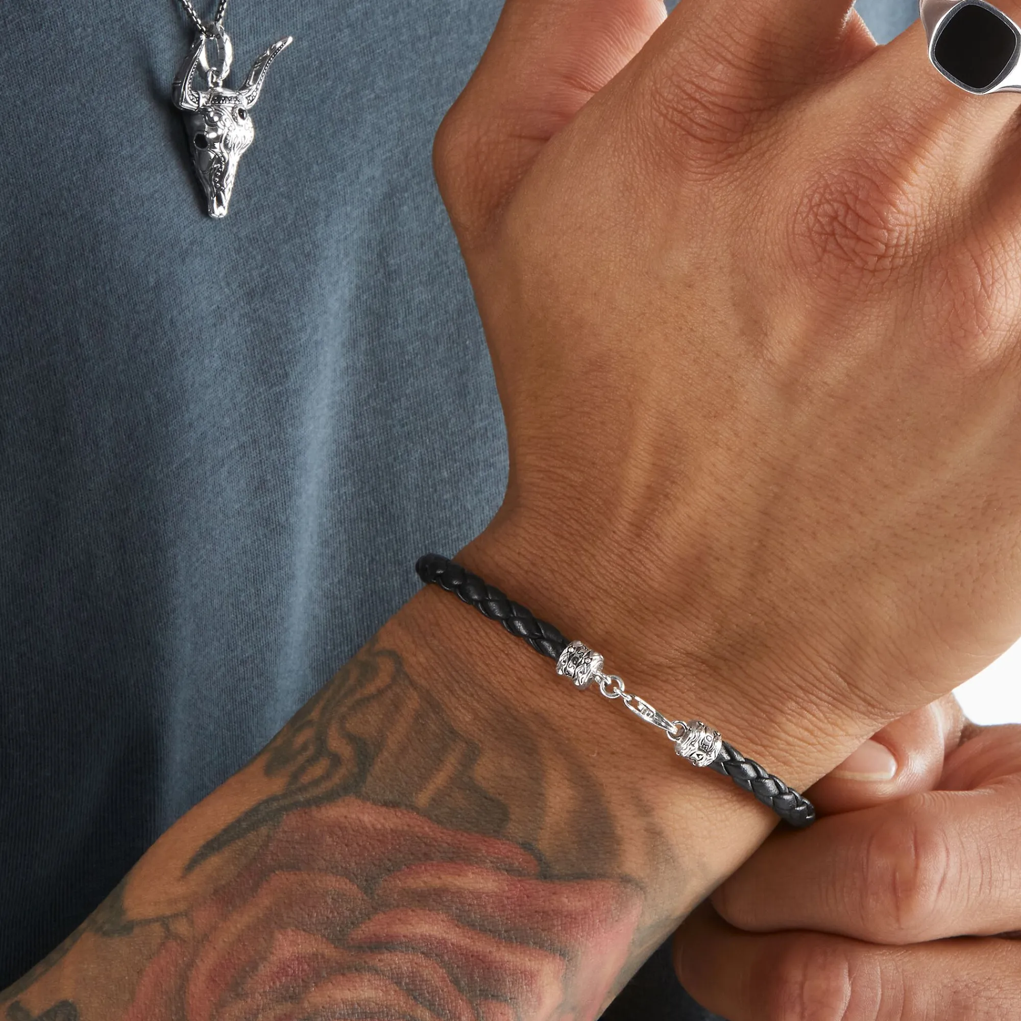 Women THOMAS SABO Bracelets|Bracelets-Leather bracelet black