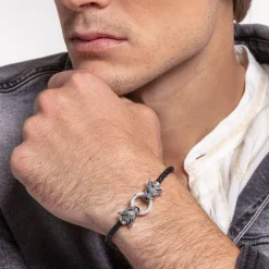 Women THOMAS SABO Bracelets|Bracelets-Leather strap Black Cat
